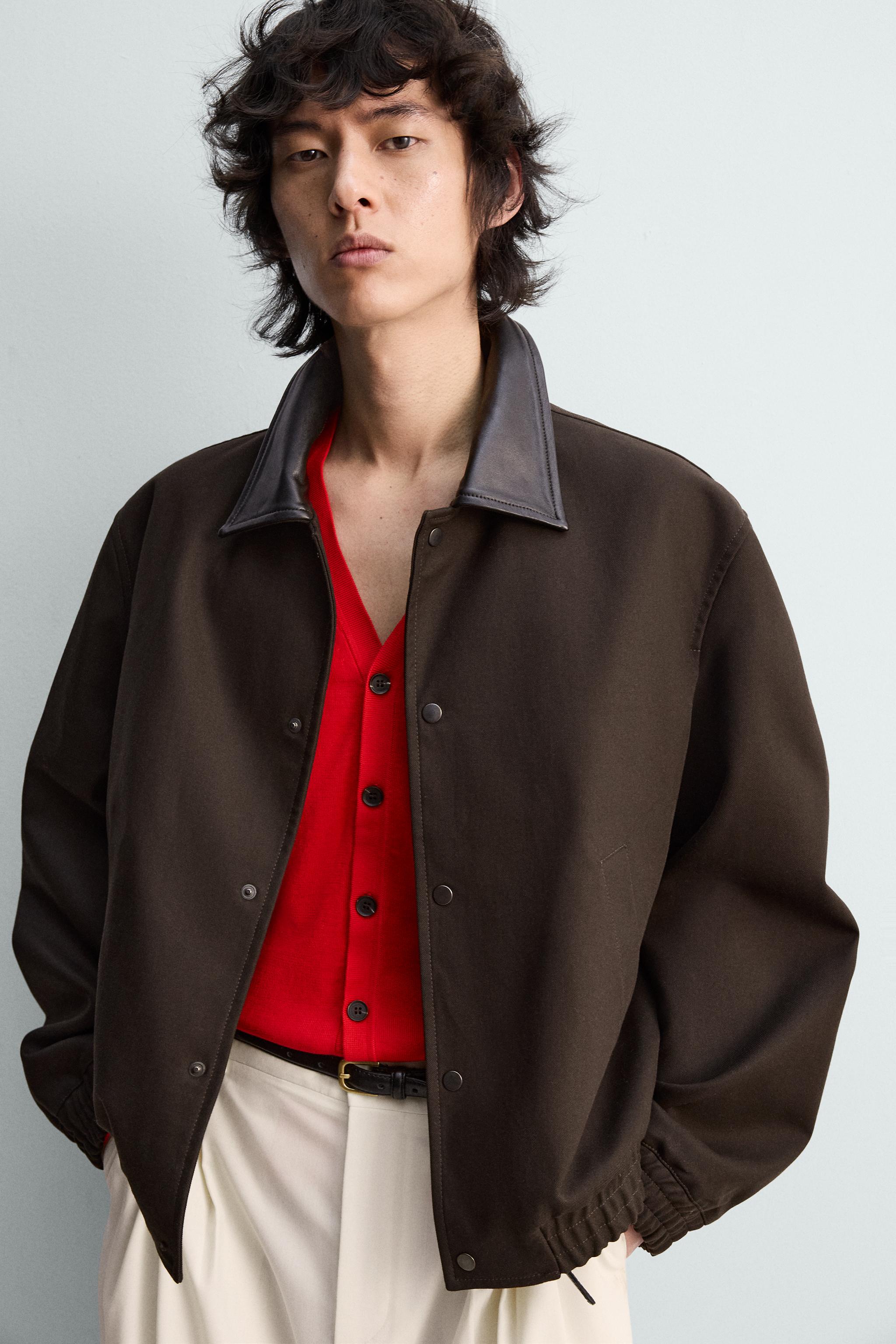 BLOUSON RELAXED FIT À COL BIMATIÈRE